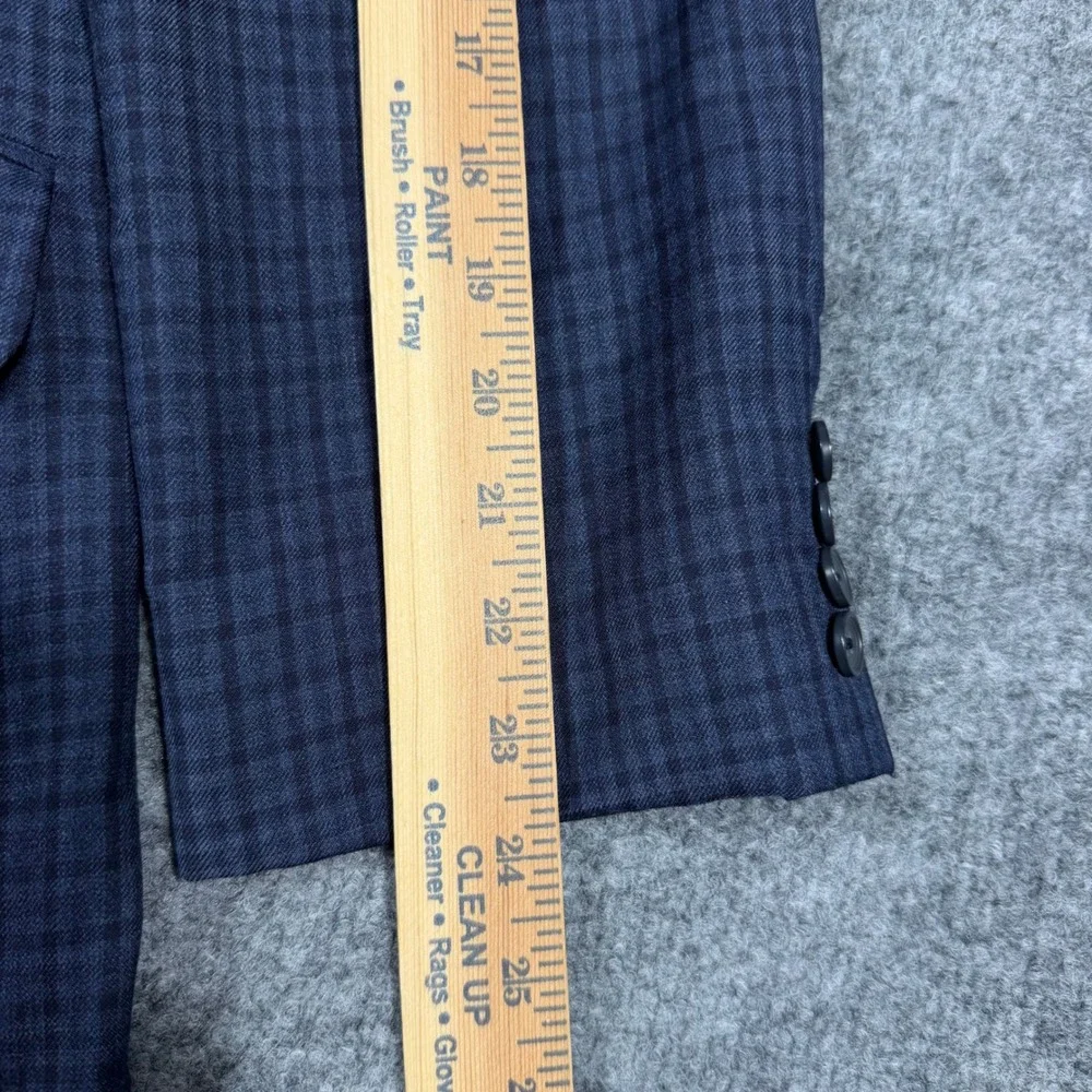 Jos A Bank Reserve Sport Coat Plaid Mens 46 Regular Navy Blue 100% Wool EUC